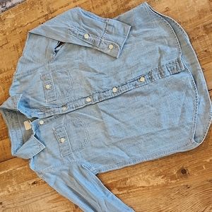 Crewcuts boys denim/cotton button down shirt